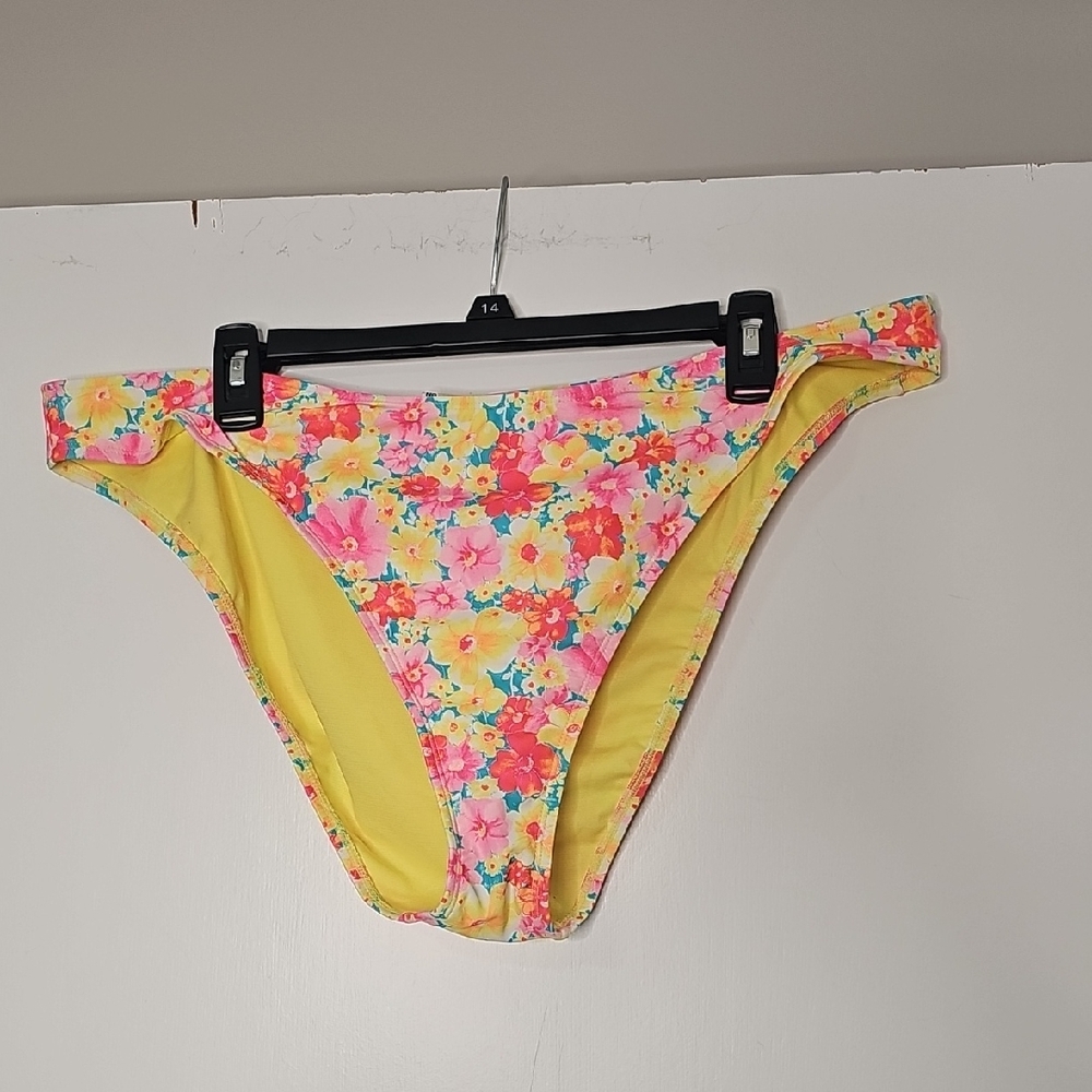 No Boundaries Floral Bikini Bottom - Pink and Yellow